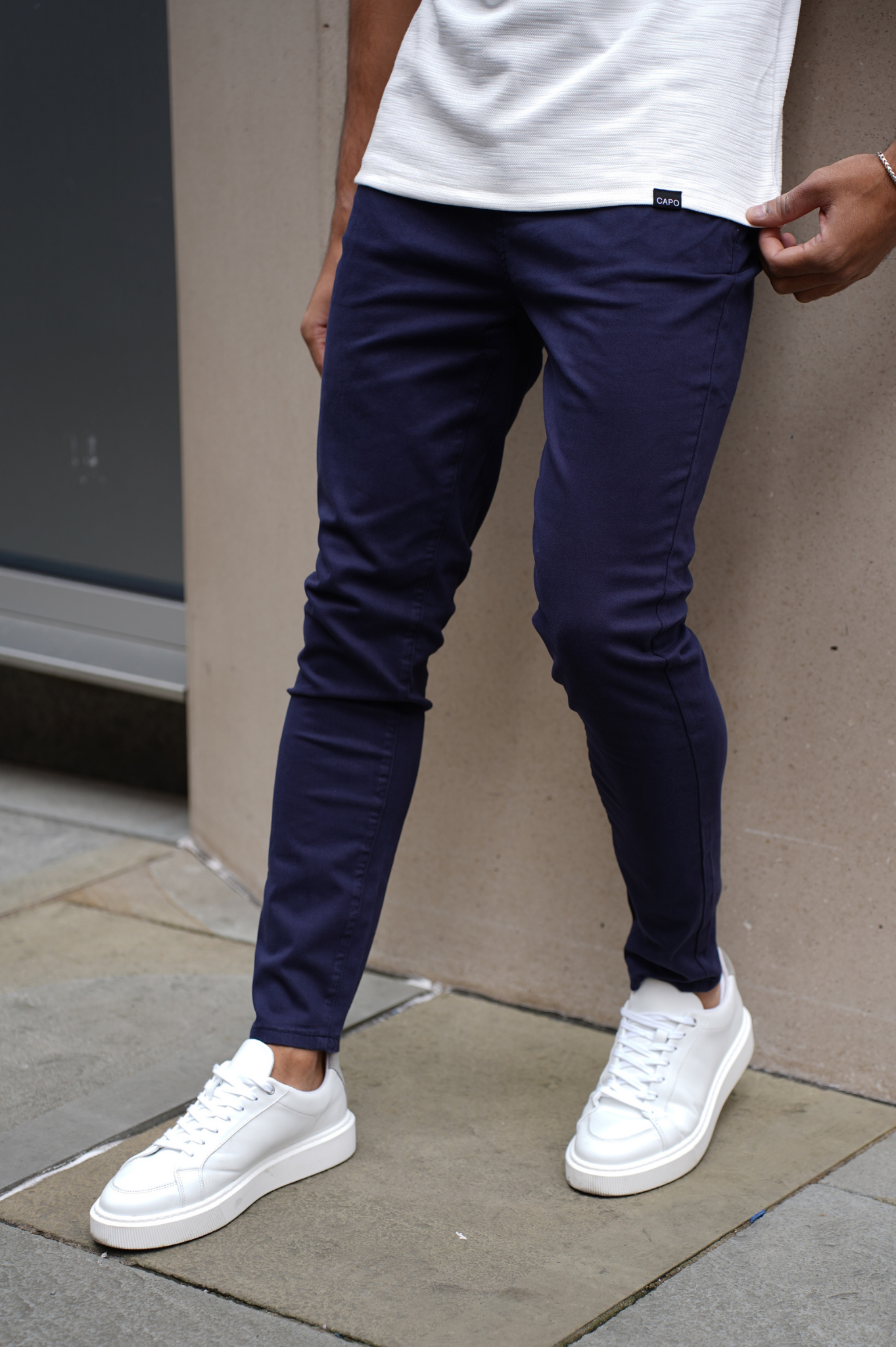 Heren Chino Broek Slim Fit met Getaperde Enkels en Elastische Tailleband