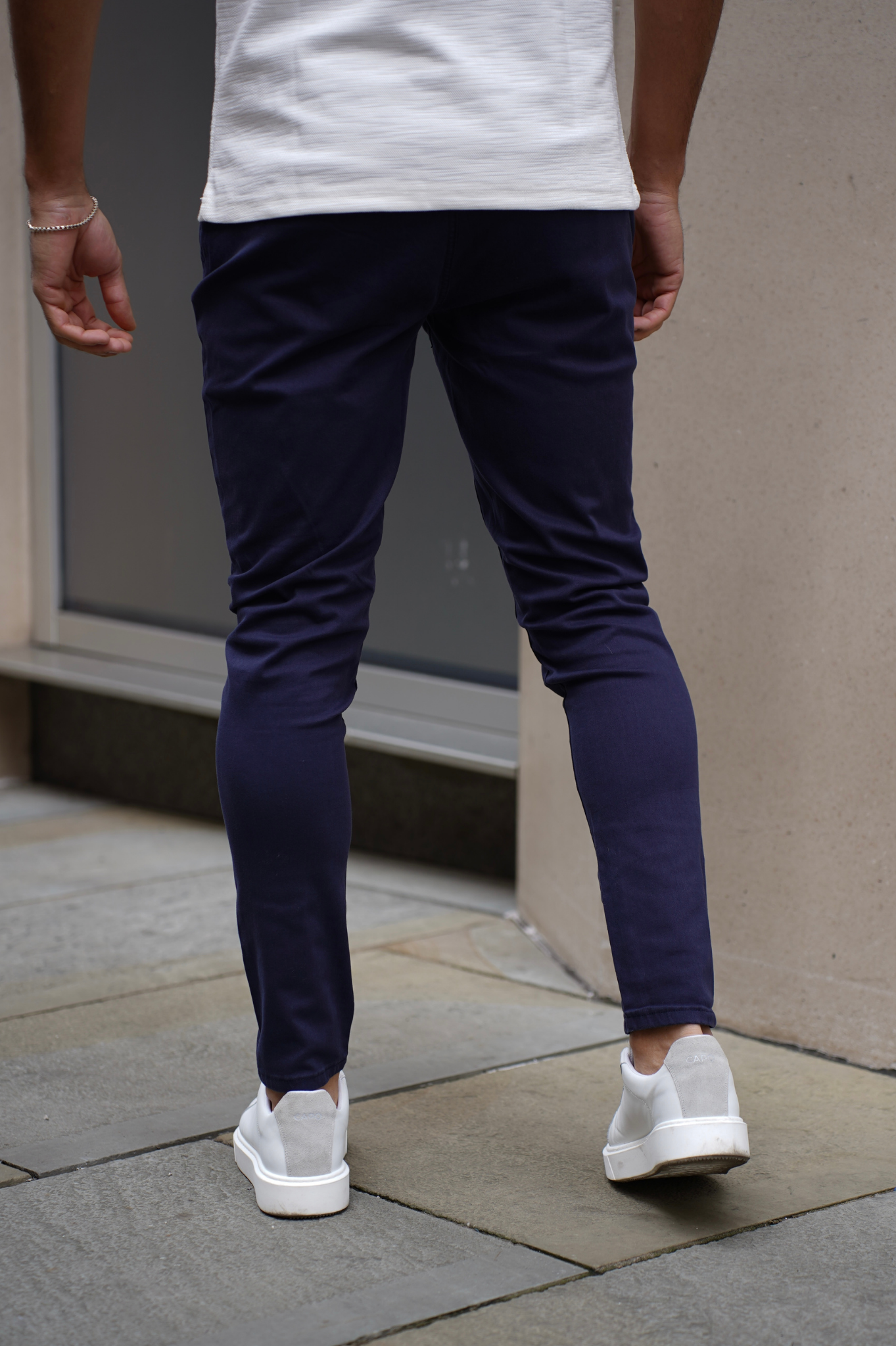 Heren Chino Broek Slim Fit met Getaperde Enkels en Elastische Tailleband