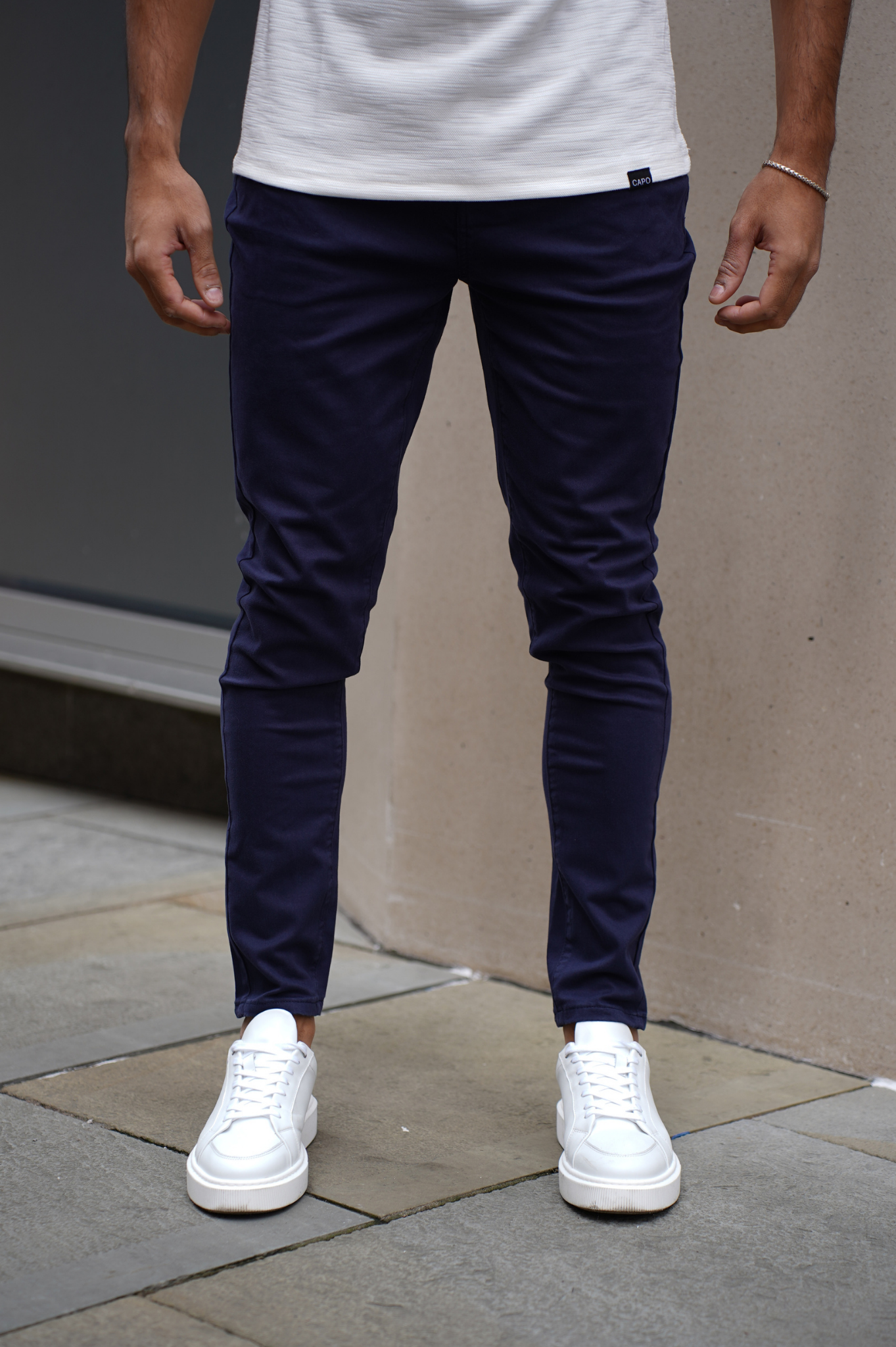 Heren Chino Broek Slim Fit met Getaperde Enkels en Elastische Tailleband