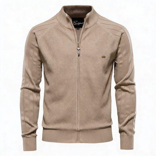 Heren Zip-up Cardigan met Ruitpatroon