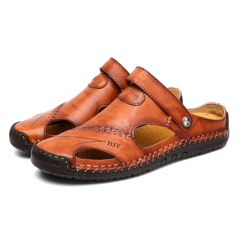 Heren Gesloten Outdoor Sandalen met Klittenband Donkerbruin