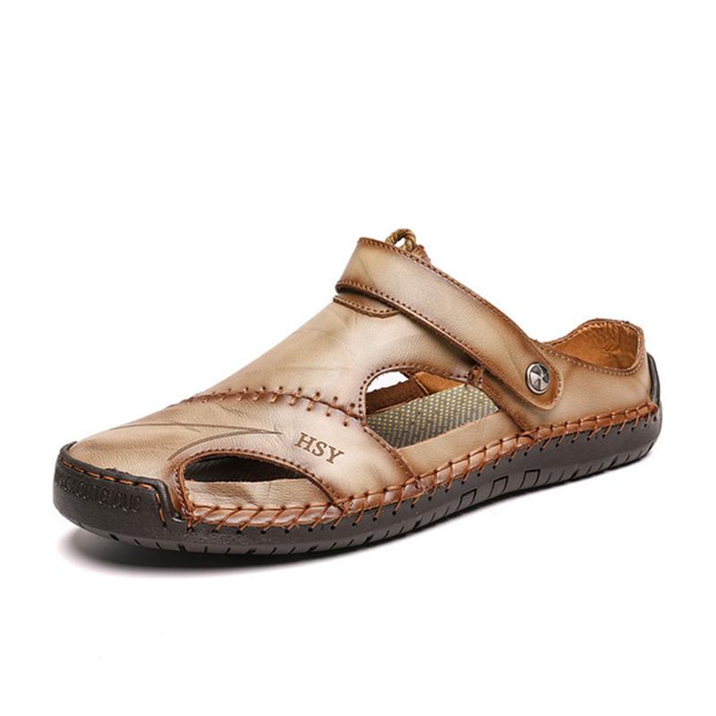 Heren Gesloten Outdoor Sandalen met Klittenband Beige