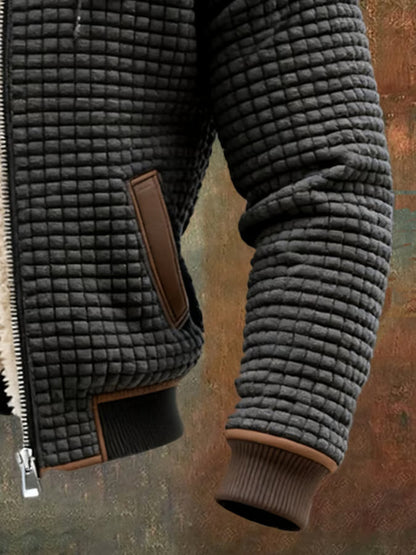 Heren Gevoerd Jack met Wafeltextuur, Capuchon en Ritssluiting