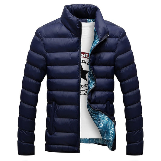 Heren Gewatteerde Jas met Geprint Voering Marineblauw