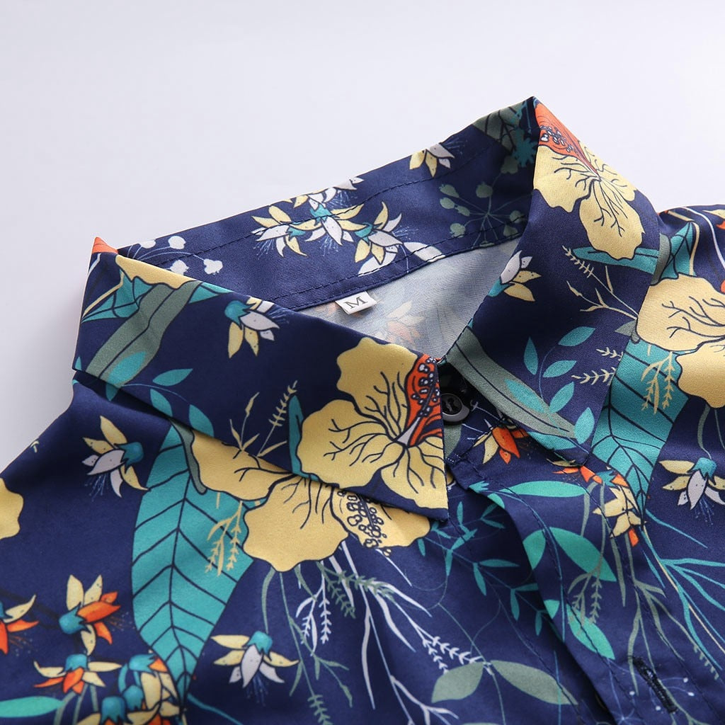 Heren Hawaiihemd met Bloemenprint en Lange Mouwen