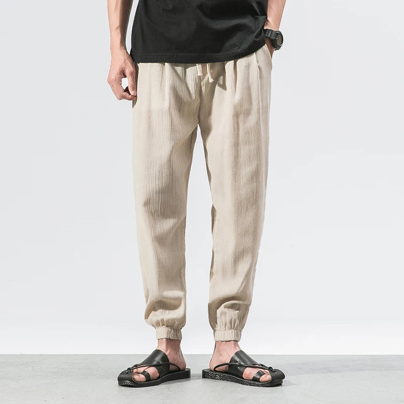 Heren Joggingbroek met Elastische Taille en Koordsluiting Beige