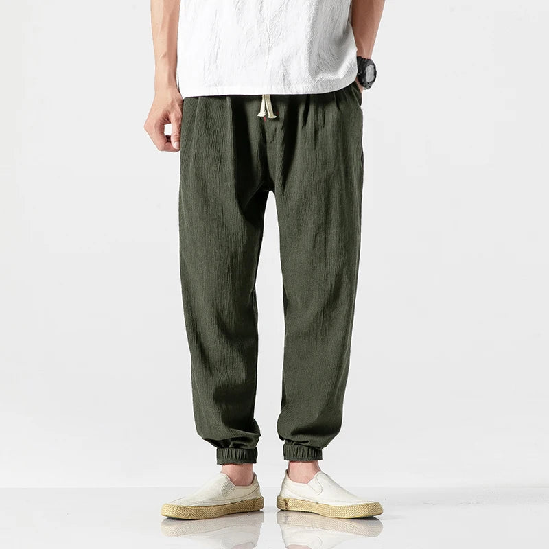 Heren Joggingbroek met Elastische Taille en Koordsluiting Groen