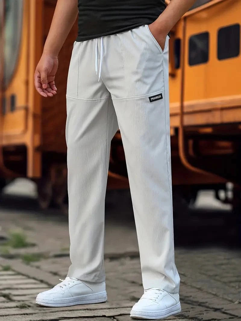Heren Joggingbroek met Elastische Tailleband Grijs