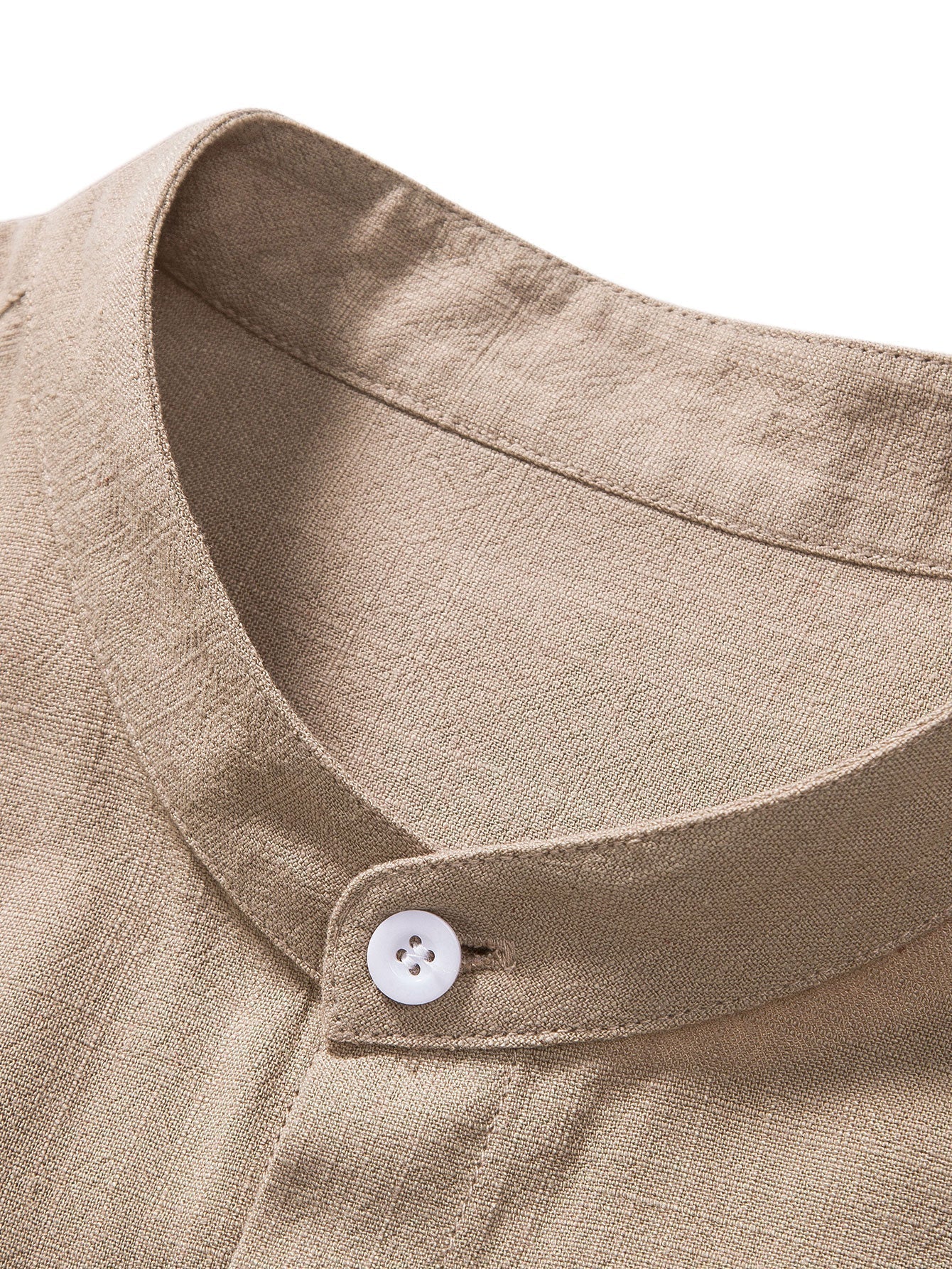 Heren Kleding Set Shirt Korte Mouw met Staande Kraag en Broek met Trekkoord