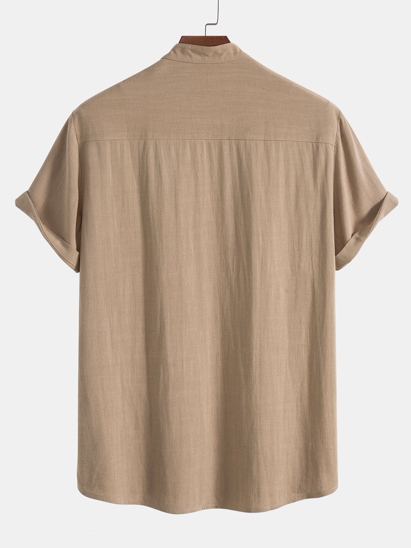 Heren Kleding Set Shirt Korte Mouw met Staande Kraag en Broek met Trekkoord