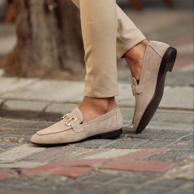 Heren Loafers met Gouden Horsebit Detail en Instapmodel