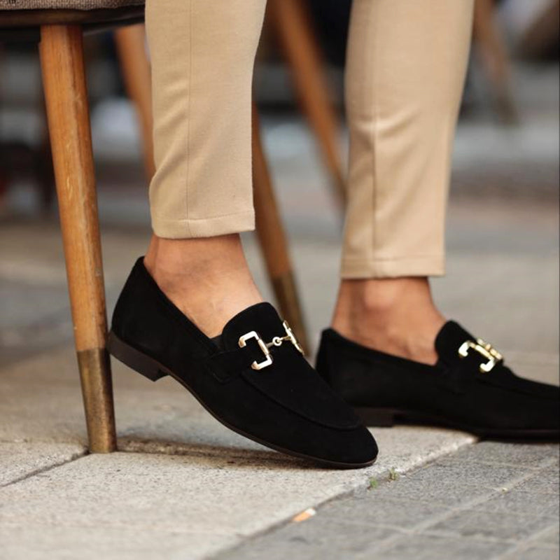 Heren Loafers met Gouden Horsebit Detail en Instapmodel