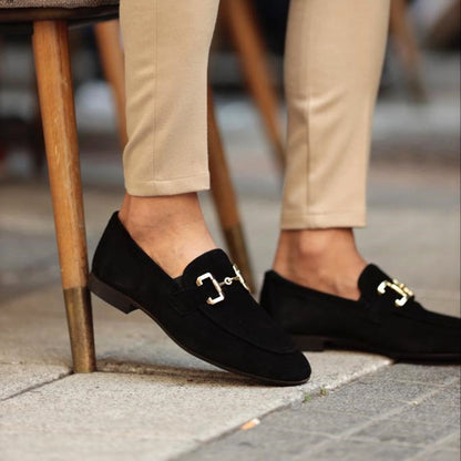 Heren Loafers met Gouden Horsebit Detail en Instapmodel