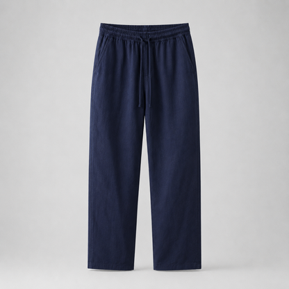 Heren Lounge Broek met Elastische Taille en Trekkoord Donkerblauw