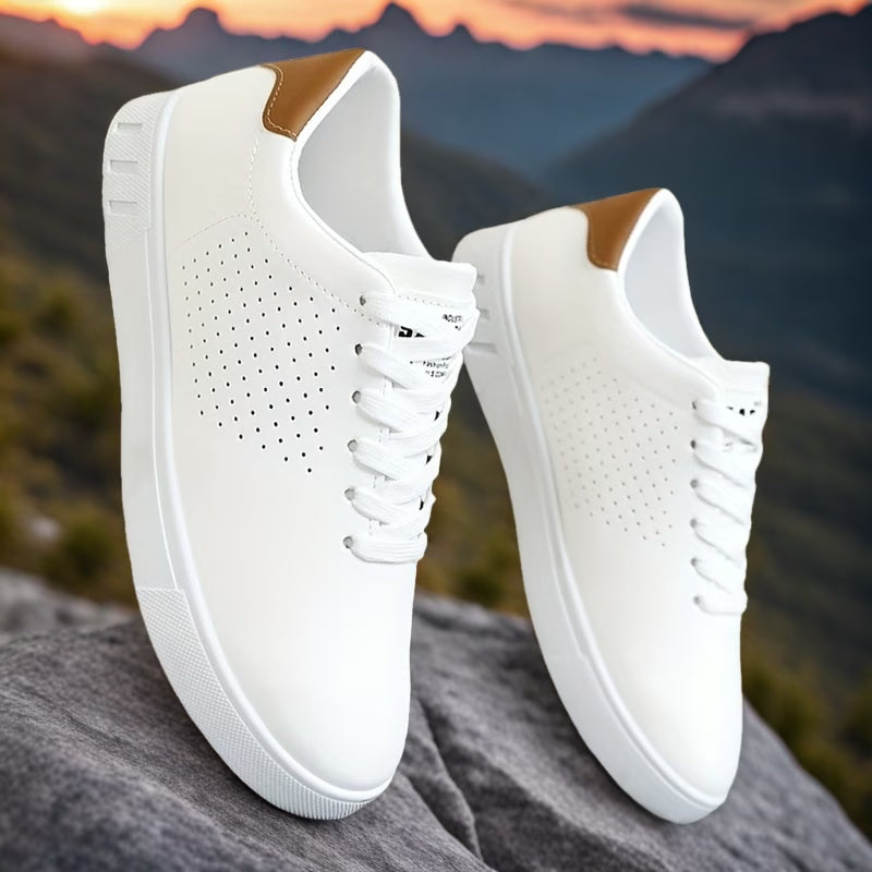 Heren Low-Top Sneakers met Perforaties en Vetersluiting
