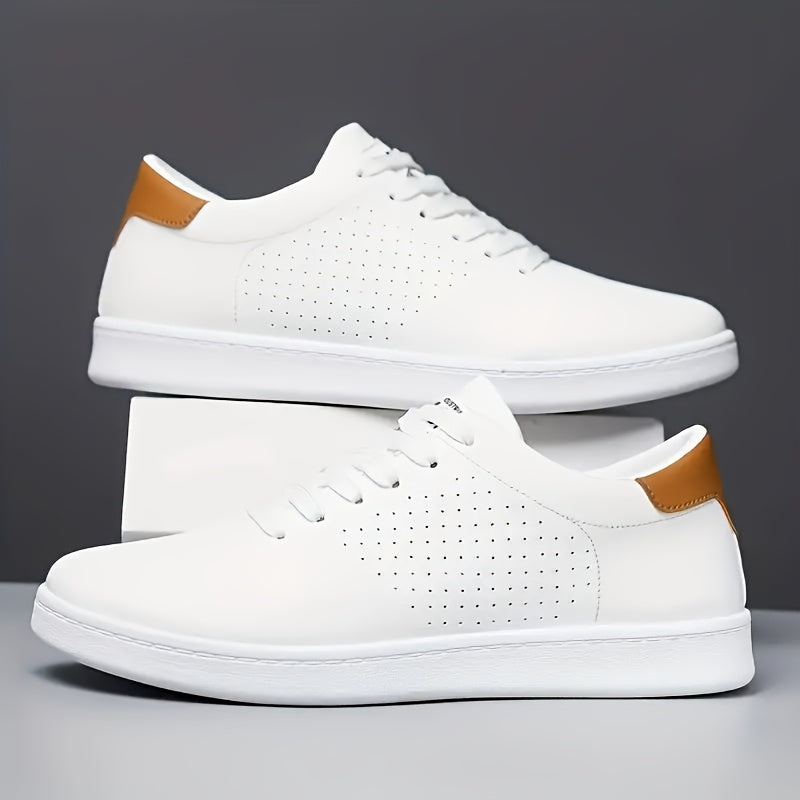 Heren Low-Top Sneakers met Perforaties en Vetersluiting