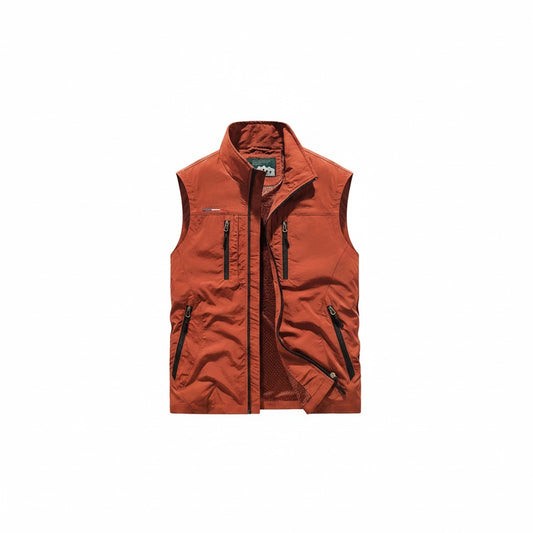 Heren Outdoor Vest met Opstaande Kraag en Meerdere Ritszakken