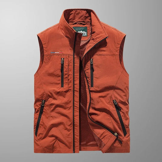 Heren Outdoor Vest met Opstaande Kraag en Meerdere Ritszakken