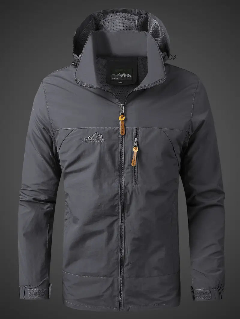 Heren Outdoorjas met Capuchon en Borstzak Grijs