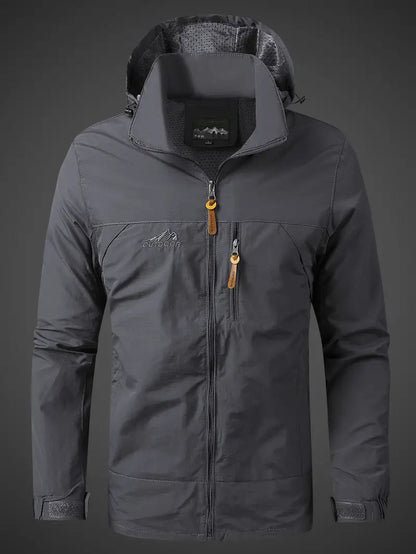 Heren Outdoorjas met Capuchon en Borstzak Grijs