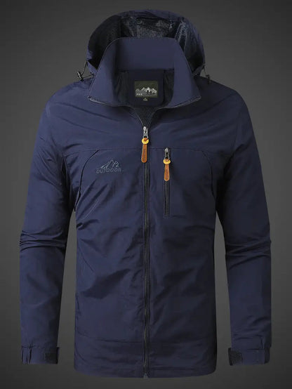 Heren Outdoorjas met Capuchon en Borstzak Marineblauw