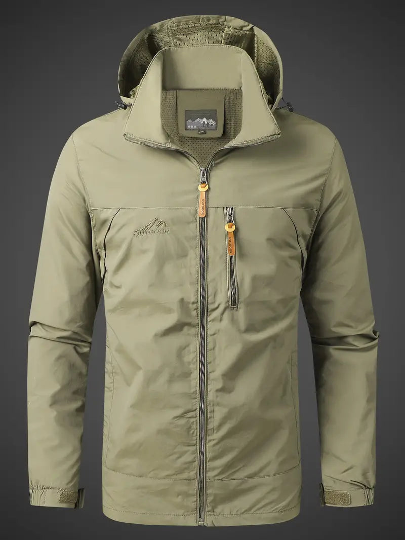 Heren Outdoorjas met Capuchon en Borstzak Khaki