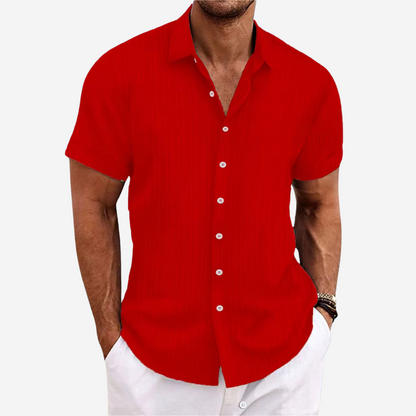 Heren Overhemd Korte Mouw met Regular Fit en Knoopsluiting Rood