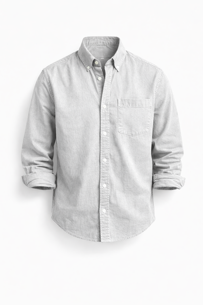 Heren Overhemd Lange Mouw met Button-down Kraag en Borstzak