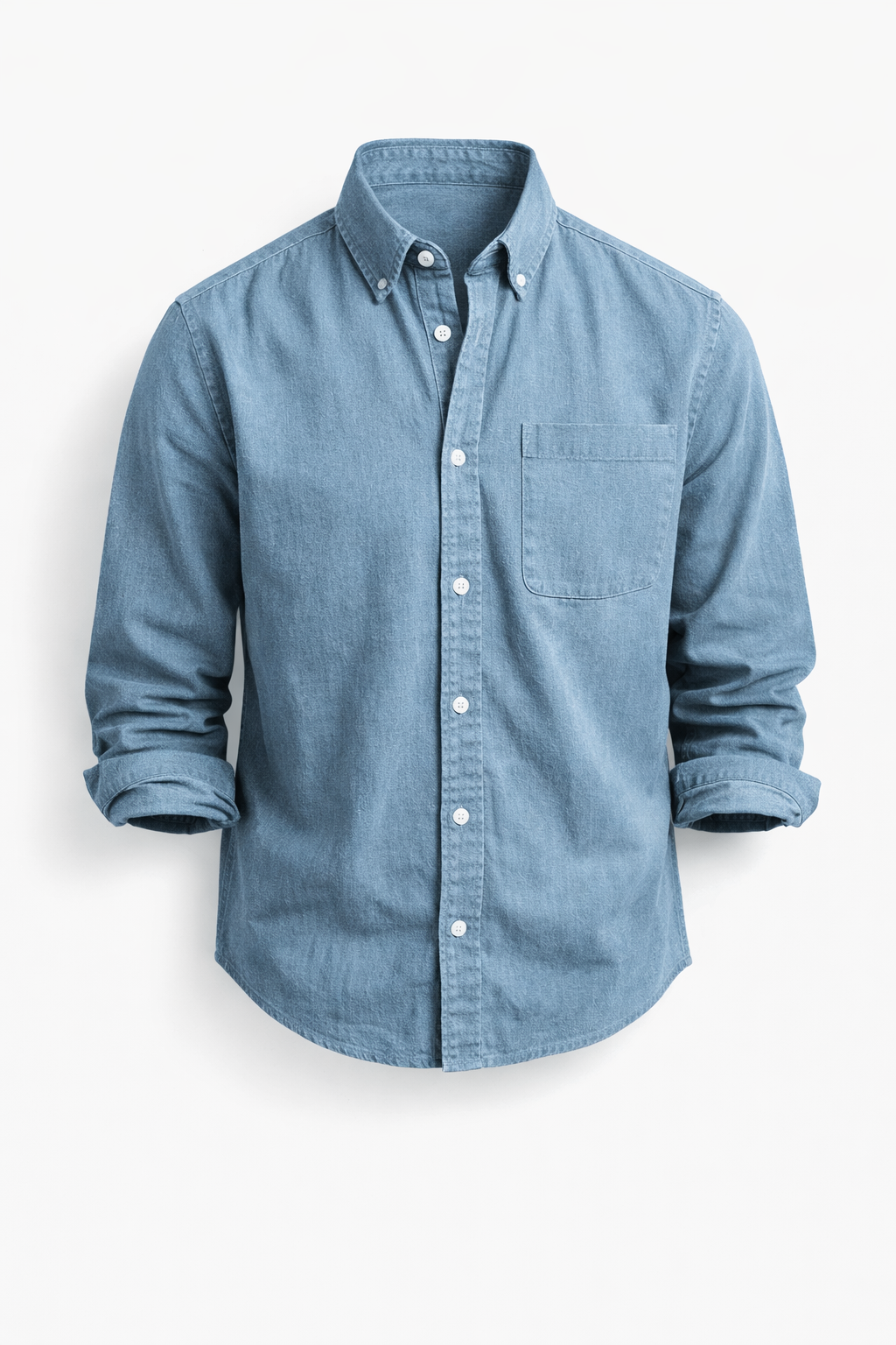 Heren Overhemd Lange Mouw met Button-down Kraag en Borstzak
