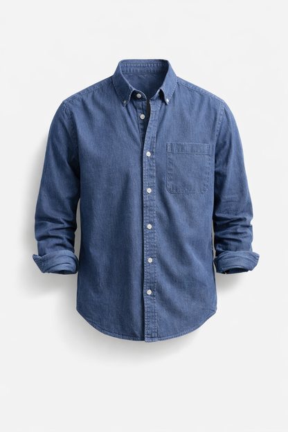 Heren Overhemd Lange Mouw met Button-down Kraag en Borstzak