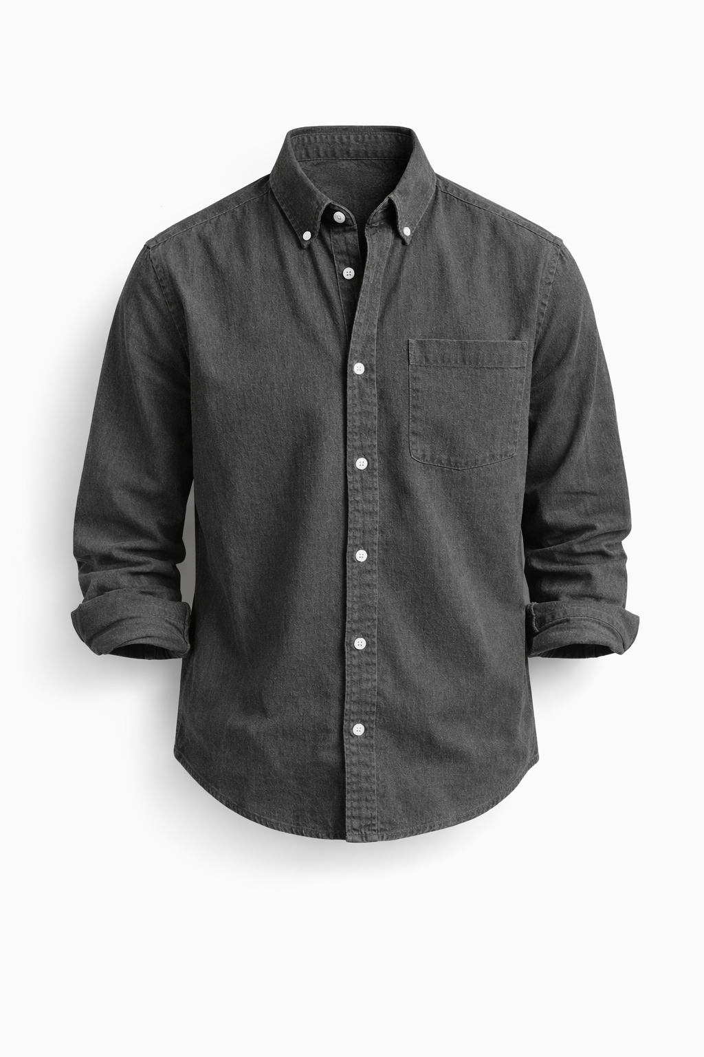 Heren Overhemd Lange Mouw met Button-down Kraag en Borstzak