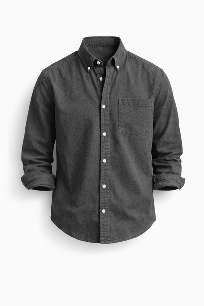 Heren Overhemd Lange Mouw met Button-down Kraag en Borstzak