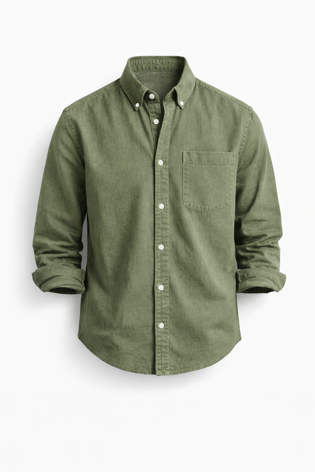 Heren Overhemd Lange Mouw met Button-down Kraag en Borstzak