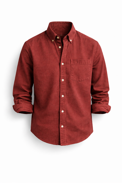Heren Overhemd Lange Mouw met Button-down Kraag en Borstzak