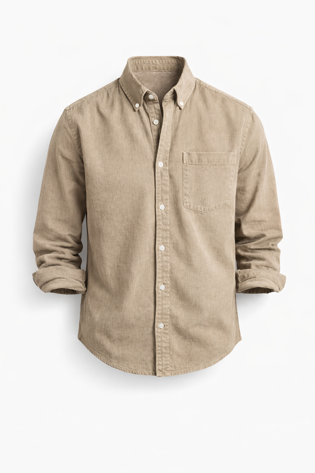 Heren Overhemd Lange Mouw met Button-down Kraag en Borstzak