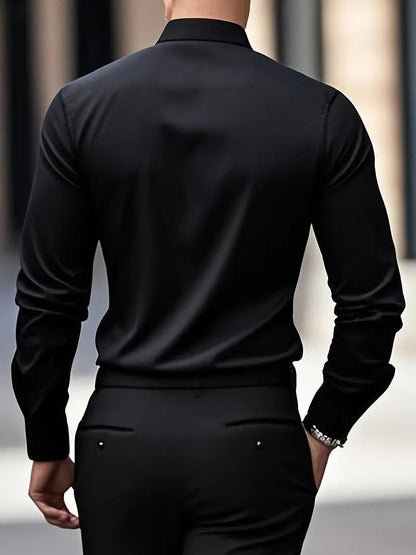 Heren Overhemd Lange Mouw met Klassieke Kraag en Slim Fit