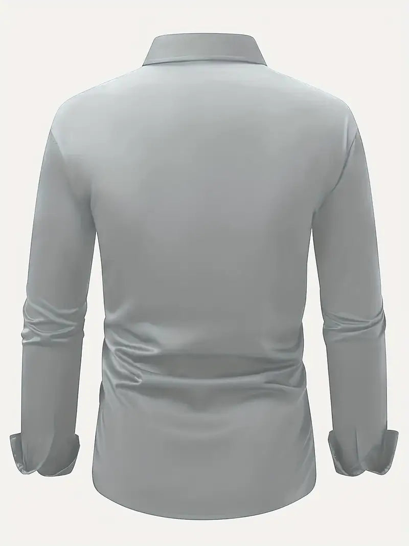 Heren Overhemd Lange Mouw met Klassieke Kraag en Slim Fit