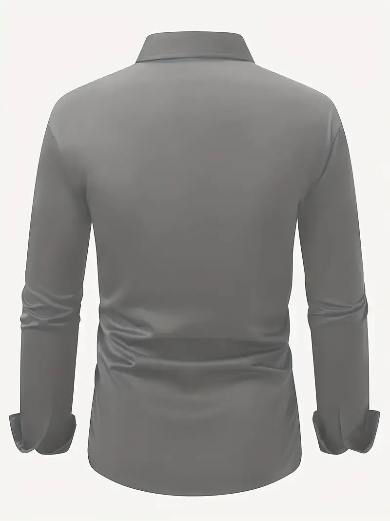 Heren Overhemd Lange Mouw met Klassieke Kraag en Slim Fit