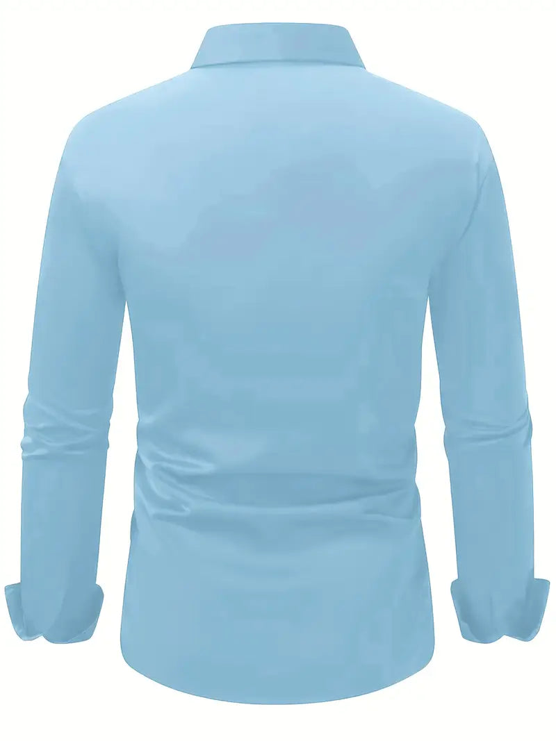 Heren Overhemd Lange Mouw met Klassieke Kraag en Slim Fit