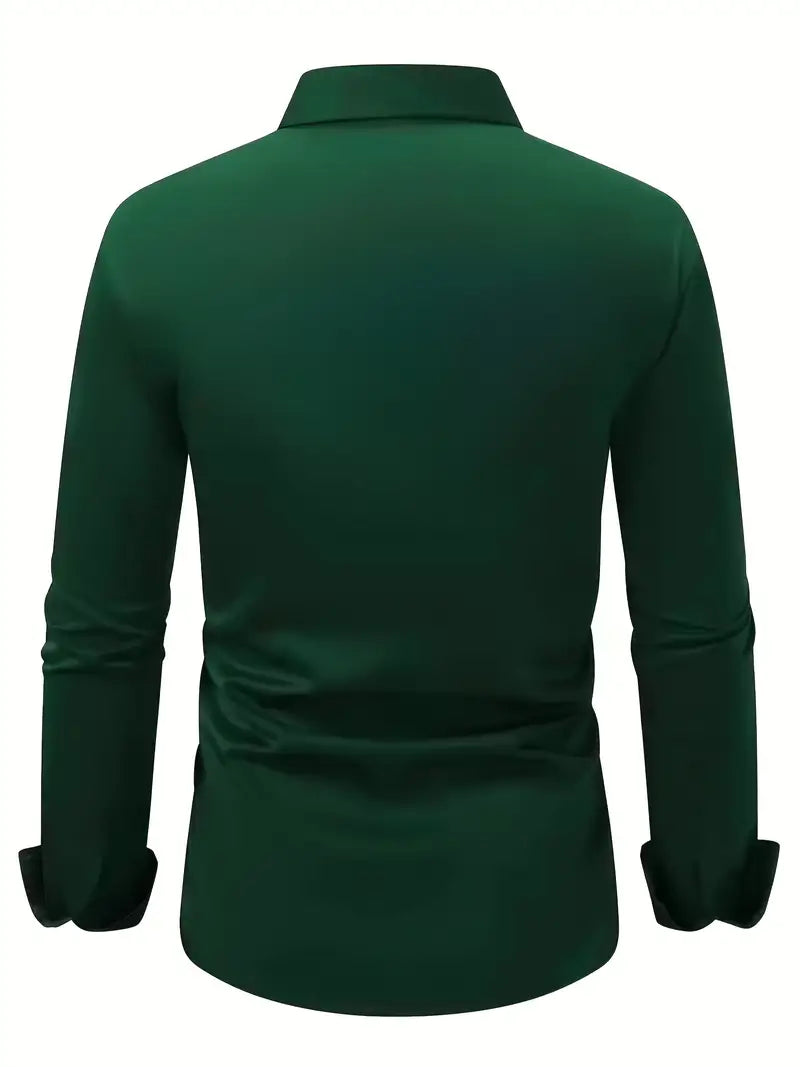 Heren Overhemd Lange Mouw met Klassieke Kraag en Slim Fit
