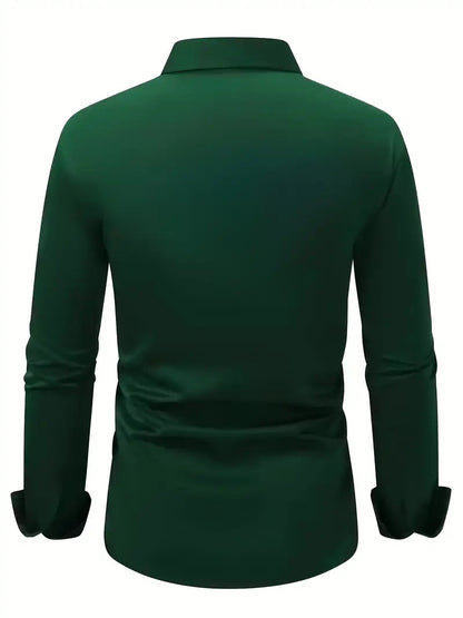 Heren Overhemd Lange Mouw met Klassieke Kraag en Slim Fit