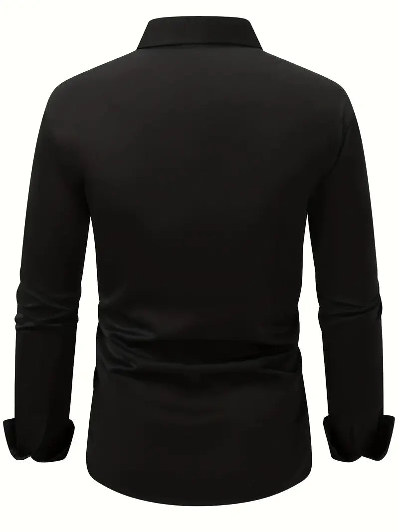 Heren Overhemd Lange Mouw met Klassieke Kraag en Slim Fit