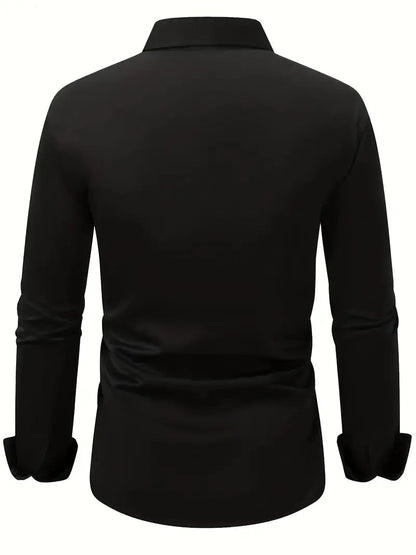Heren Overhemd Lange Mouw met Klassieke Kraag en Slim Fit
