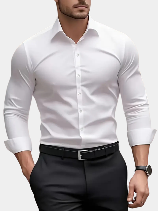 Heren Overhemd Lange Mouw met Klassieke Kraag en Slim Fit