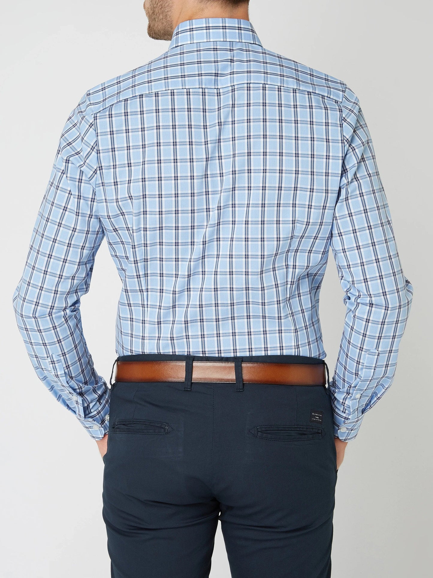 Heren Overhemd Lange Mouw met Ruitpatroon en Button-down Kraag