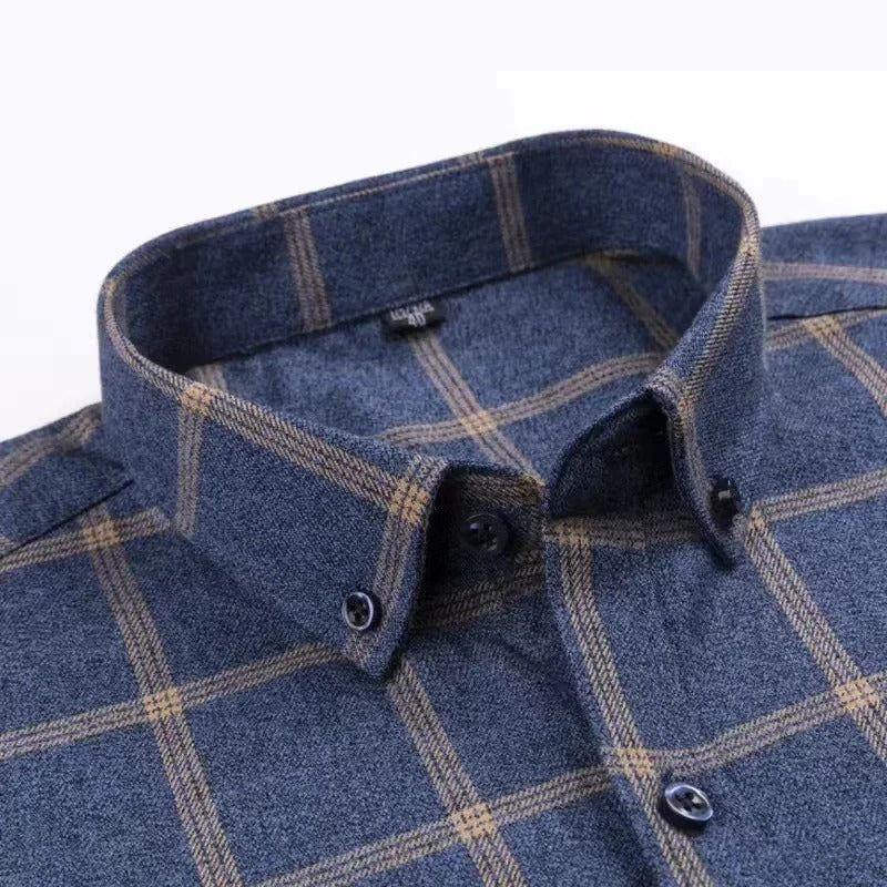 Heren Overhemd Lange Mouw met Ruitpatroon en Button-down Kraag