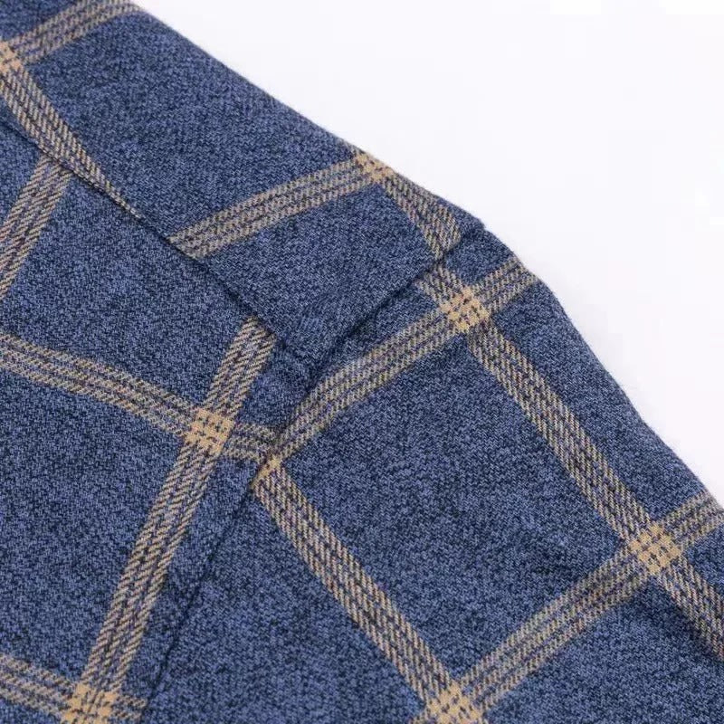 Heren Overhemd Lange Mouw met Ruitpatroon en Button-down Kraag