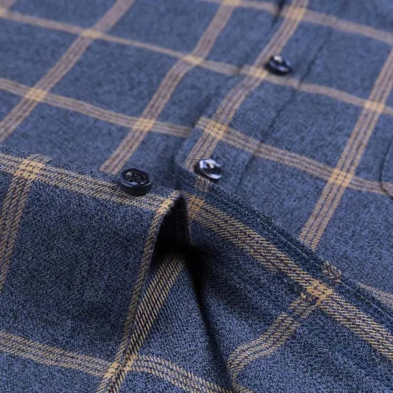 Heren Overhemd Lange Mouw met Ruitpatroon en Button-down Kraag