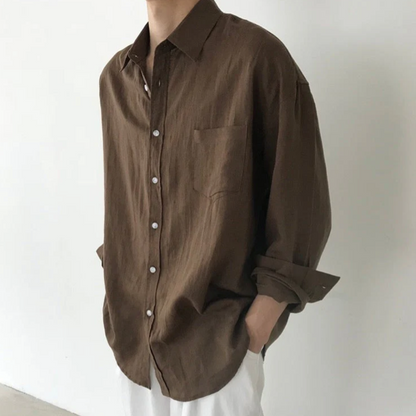 Heren Oversized Shirt met Lange Mouwen en Borstzakje
