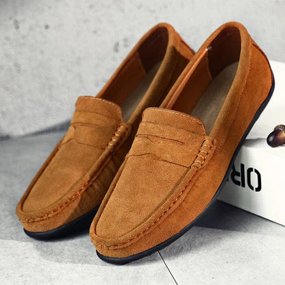 Heren Penny Loafers Slip-on met Mocassin Neus en Antislipzool Bruin